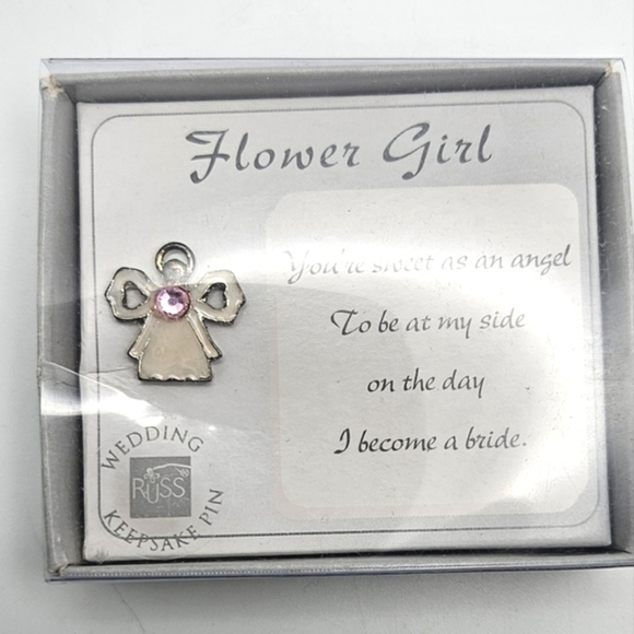 ๐๏ธ FREE ADD ON RUSS Flower Girl Keepsake Pin New Old Stock Pink Crystal - Picture 5 of 7